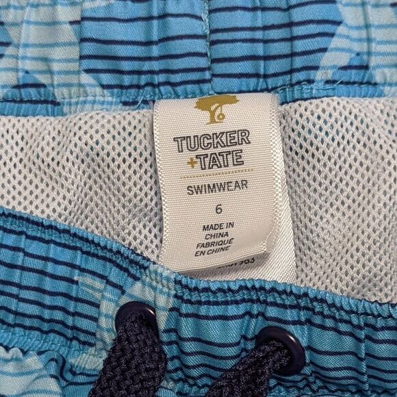Tucker + Tate Blue Shark Print Swim Shorts trunks spring summer camp boys size 6 - Picture 7 of 7